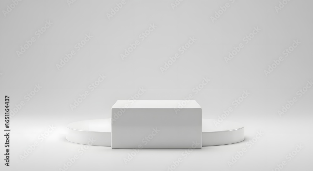 Poster minimalist podium for product display: a pristine, three-dimensional product display, artfully set o