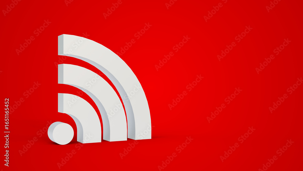 Poster wifi symbol isolated on red background with copyspace. wireless connection and internet technology c
