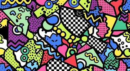 Retro 80s and 90s Memphis Style Pattern