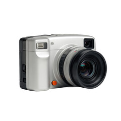 Compact digital camera with retractable lens and built-in flash for travel photography [Transparent Background PNG]