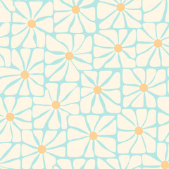 1970s daisy chamomile flowers. Beautiful floral seamless pattern