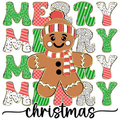 Merry Christmas Gingerbread PNG | Festive Holiday Cookie Design
