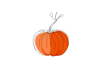 Stylized orange pumpkin with black outline on a white background