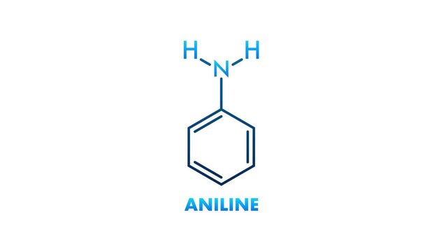 Aniline Molecule Structure on White and Green Screen Background