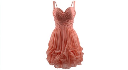 Peachy, pleated mini dress with spaghetti straps