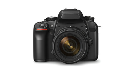 Black Digital Camera on White Background Photography Equipment for Professionals