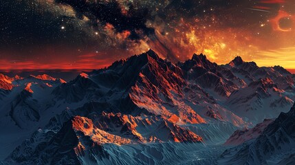 Fototapeta premium sunset in the mountains