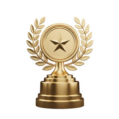 Golden star trophy isolated on transparent background