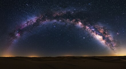 A large star in the sky showing a night sky filled with stars and the milky way visible above a desert landscape