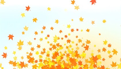 Autumn leaves falling on a soft gradient background
