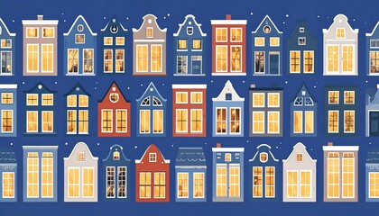 Cozy houses at night