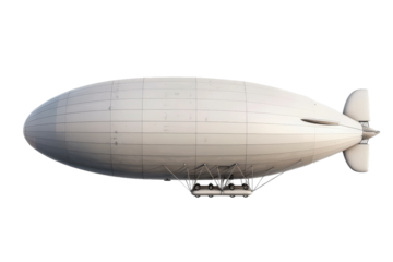 Futuristic airship design showing aerodynamic lines and large size.