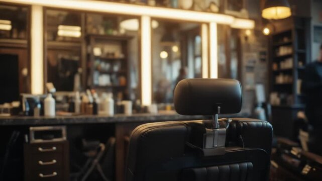 elegant men's barber shop. 4k video