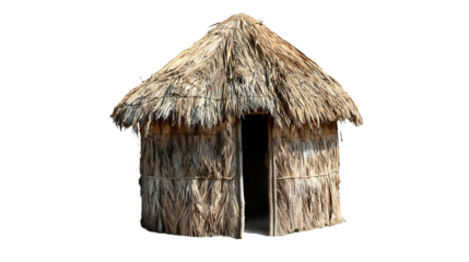 PNG a model of a small hut with a thatched roof on a transparent background