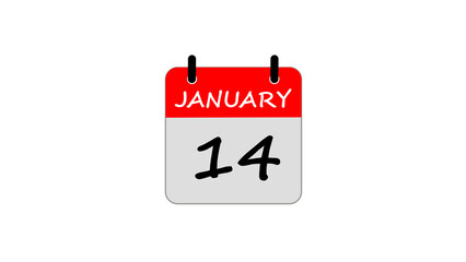 Abstract glowing january month date 14 calendar icon animation design motion graphics template digital reminder schedule planner futuristic timeline countdown interface background element