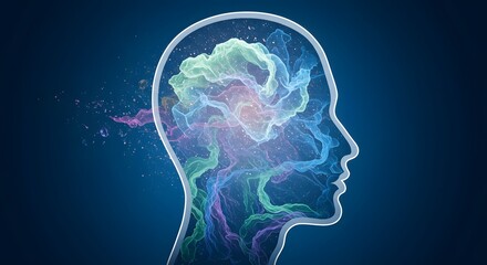 Obraz premium Mind's Eye: This image is a conceptual representation of the human brain. it show thoughts and ideas, capturing the intricate network of the human mind and promoting the beauty of abstract