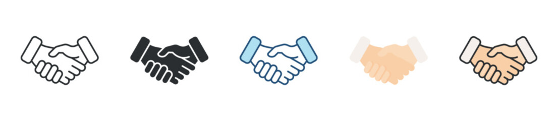 Handshake Icon Set Multiple Style Collection