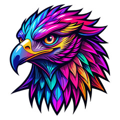 Vibrant Stylized colorful eagle head Design T-Shirt #6 (perfect pixel and transparent background for printing on t-shirt, mug and sticker)