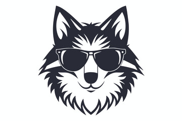 Stylish Fox Head with Sunglasses Cool on White Background