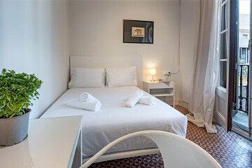 Modern luxury bedroom interior in minimal scandinavian style, 3d render