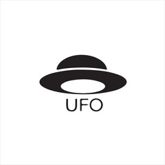 Simple black UFO icon, perfect for space-themed design.