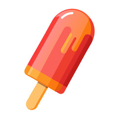 Colorful vector illustration of a peach popsicle with a wooden stick