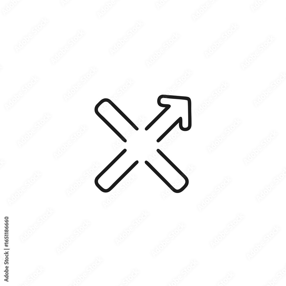 Poster directional cross with extending arrow indicating forward movement and cross-shaped guidance system