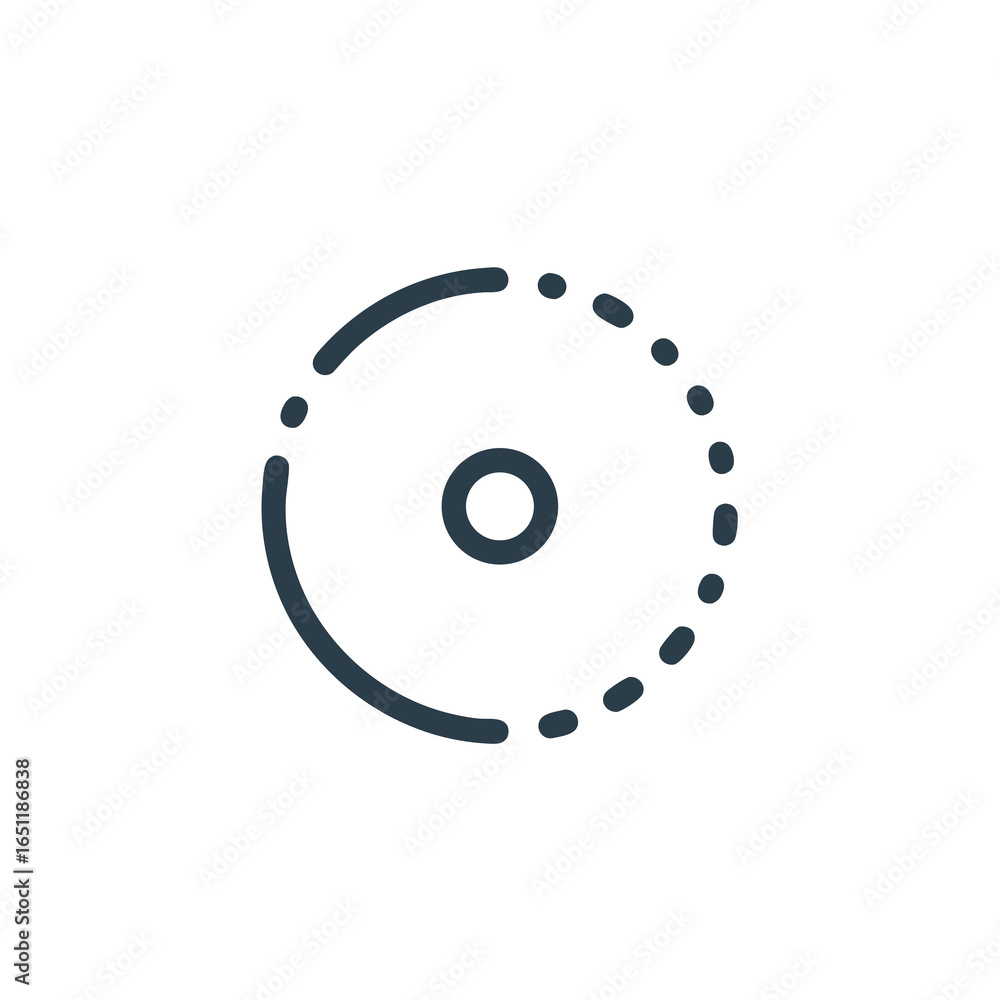 Poster minimalist representation of disk or compact disk, for design, outline vector icon for technology in