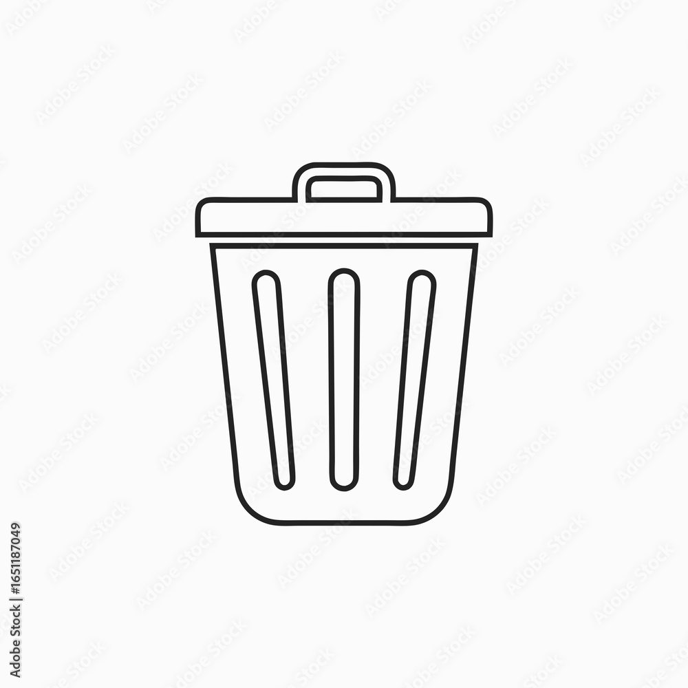 Poster minimalist line art depicting a trash can icon for waste management concepts image
