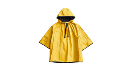 PNG a yellow raincoat with a hood black background on a transparent background