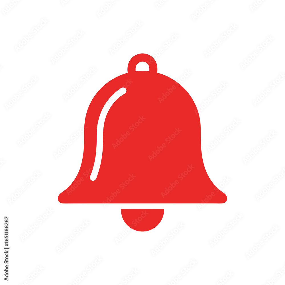 Poster striking red notification bell icon against a plain white background calling for attention with a cl