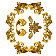 Golden baroque and  ornament elements
