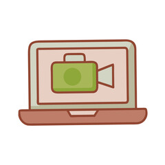 Naklejka premium Laptop with Video Camera Recording Symbol Icon Design
