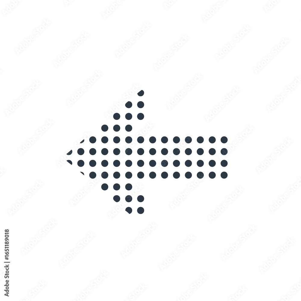 Poster dotted arrow pointing left symbolizes direction choice navigation guidance 50 characters minimum 100