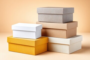 Eco-Friendly Paper Boxes Stacked with Copy Space for Sustainable Packaging Concept