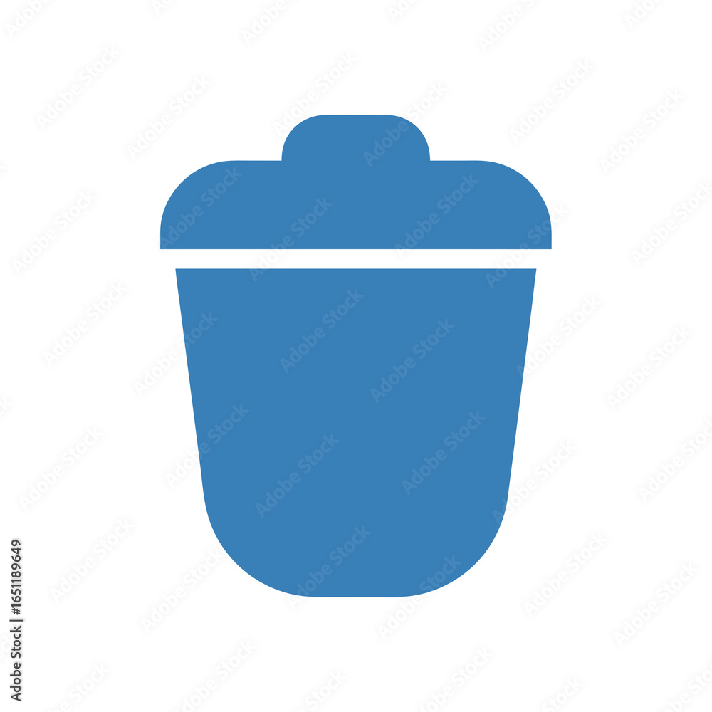 Poster simple blue container icon representing disposal with clean and smooth aesthetics symbol of deletion