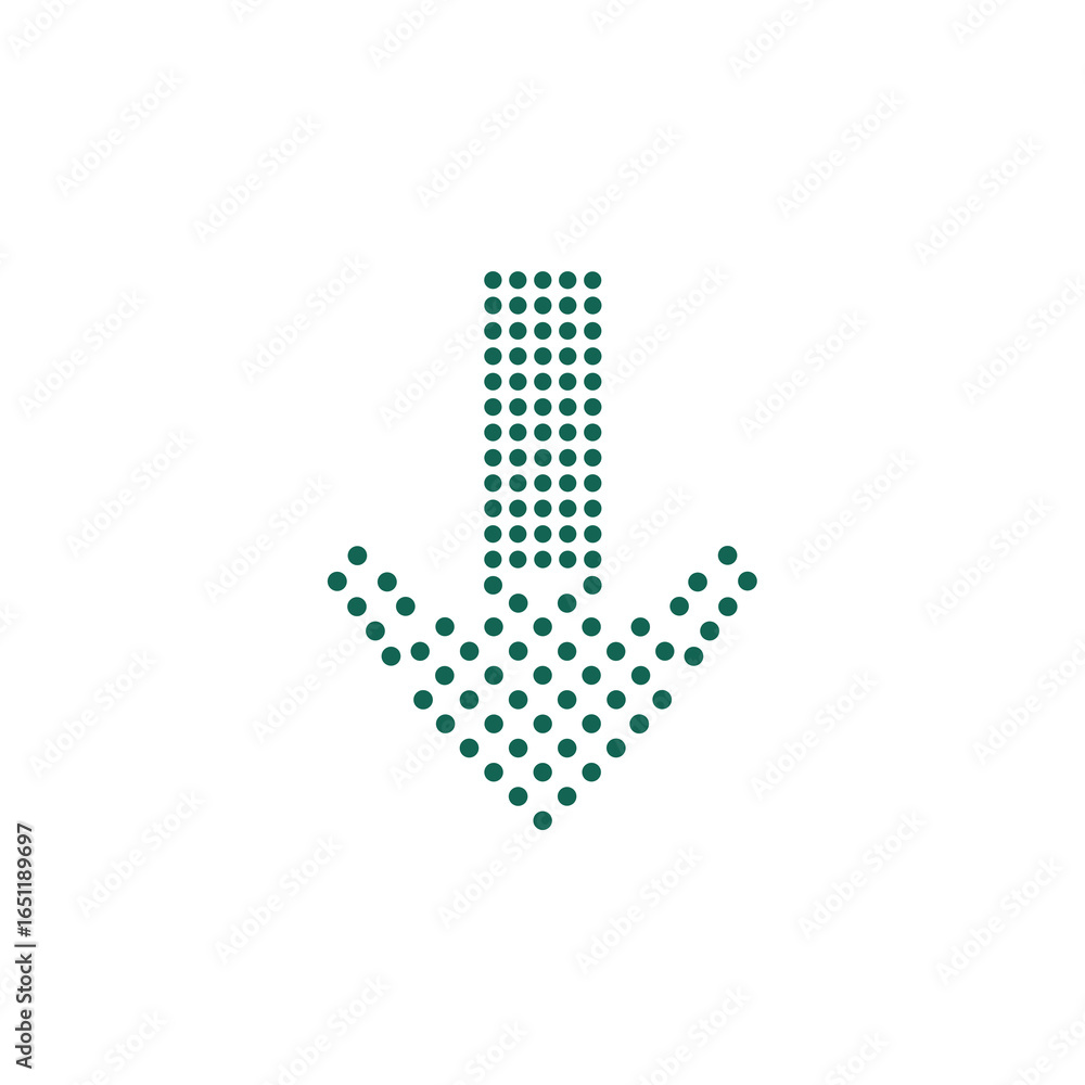 Poster dotted downward arrow design conveys direction and focus with playful simplicity of vector design