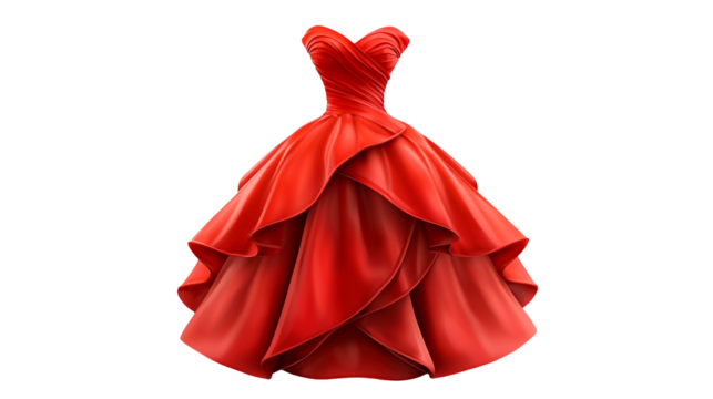 PNG an elegant woman in a red dress black background on a transparent background - Powered by Adobe