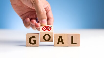 Achieving Goals with Target Focus - Motivational Wooden Block Concept