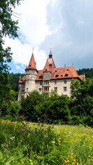 Fototapeta premium Historic castle in a lush valley