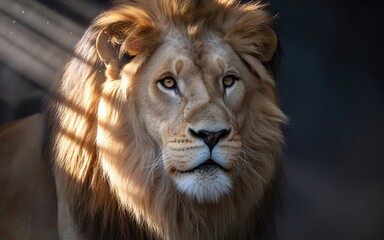 Naklejka premium Stylized image of a lion’s head in realistic detail