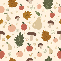 Seamless Autumn Harvest Vector Pattern