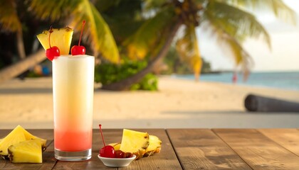 Tropical drink on beach