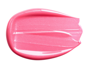 Pink lip gloss swatch isolated on transparent background. 