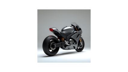 Sleek Silver Sport Motorcycle Captured from a Rear View Against a White Background