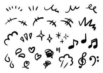 手描きの感情のあしらいの漫符イラスト アイコンセット