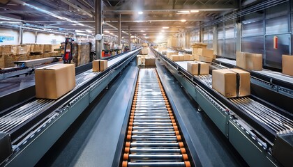 automated belts swiftly sorting parcels in busy center