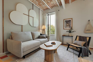Modern luxury apartment interior in minimal scandinavian style, 3d rendering
