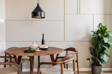 modern luxury dining room interior, 3d render