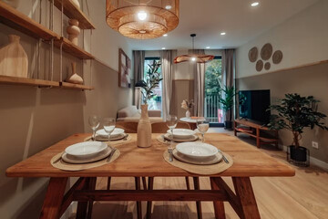 modern luxury dining room interior, 3d render